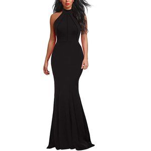 Sleeveless Halter Neck A-Line Casual Party Dress S